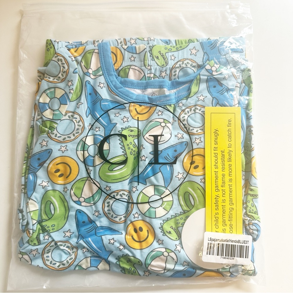 Caden Lane Floatie Friends Two Piece Pajama Set Blue 3T NWT - Picture 2 of 5